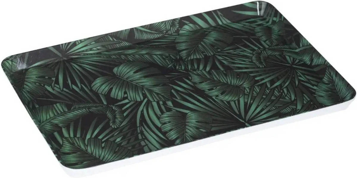 Secret de Gourmet Dienblad/serveerblad Rechthoekig Jungle 45 X 30 Cm Donker Groen - Dienbladen