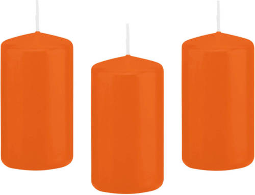 Trend Candles 8x Oranje Cilinderkaarsen/stompkaarsen 6 X 12 Cm 40 Branduren - Stompkaarsen