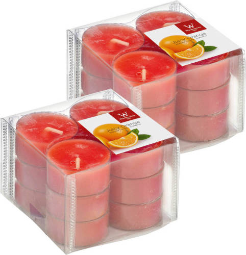 Trend Candles 24x Geurtheelichtjes Sinaasappel/oranje 4 Branduren - Geurkaarsen