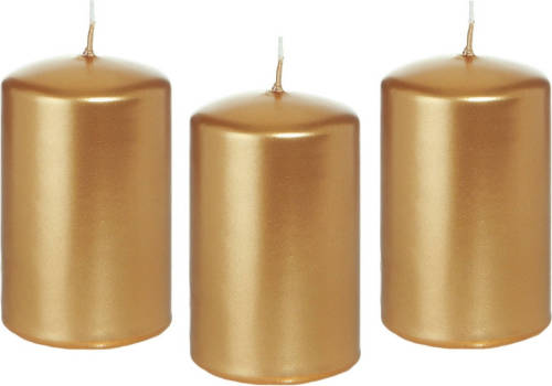 Trend Candles 8x Gouden Cilinderkaars/stompkaars 5 X 8 Cm 18 Branduren - Stompkaarsen