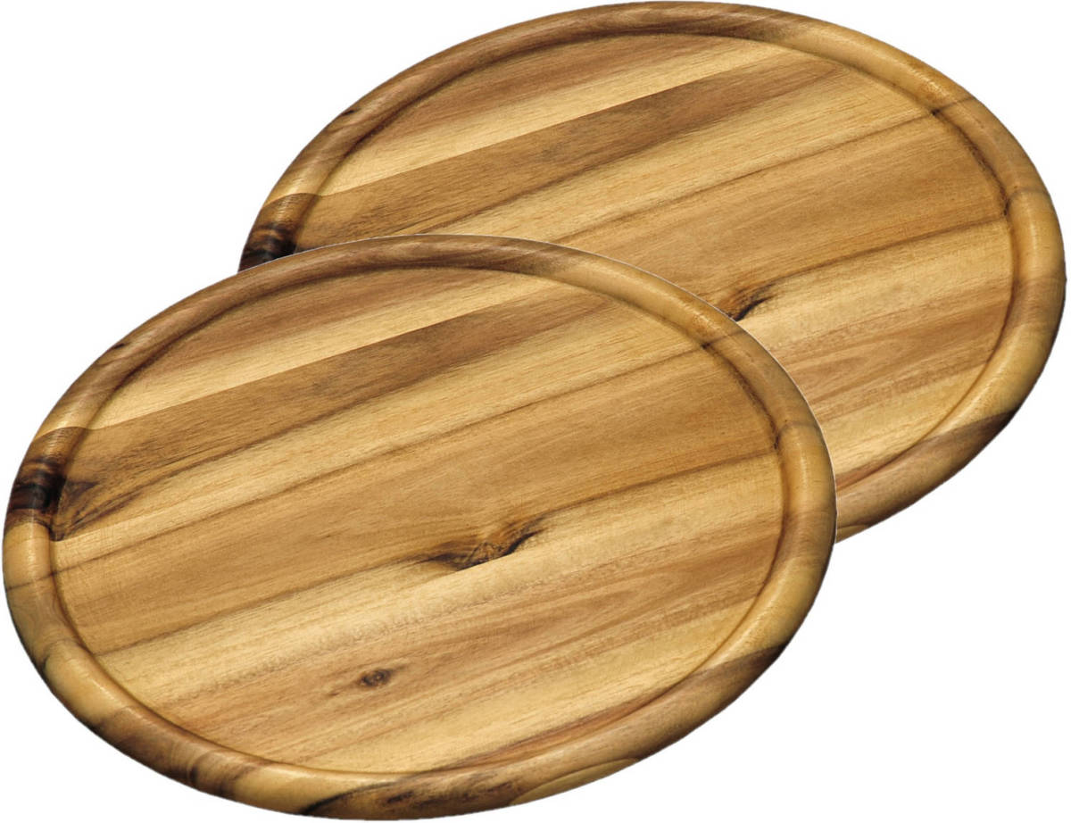 Kesper 2x Stuks Houten Serveerborden/pizzaborden Rond 32 Cm - Snijplanken