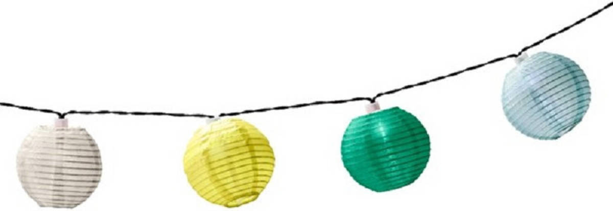 Lumineo Solar Lampion Tuinverlichting/feestverlichting Wit, Geel, Groen, Lichtblauw 3.5m - Lichtsnoeren