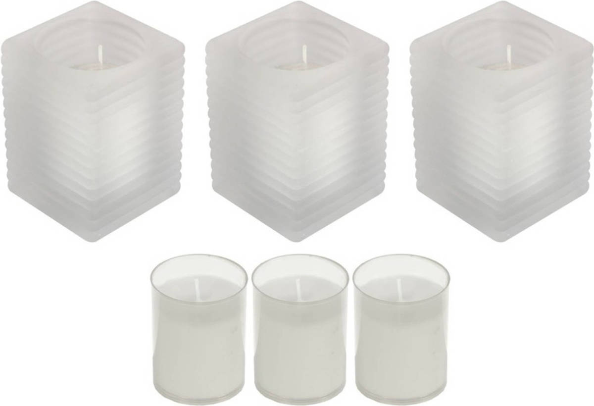 Candles by Spaas 3x Matte Kaarsenhouders Met Kaars En 3x Navullingen - Stompkaarsen