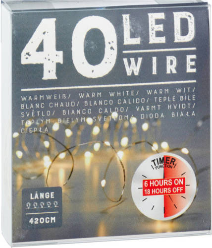 Cepewa Draadverlichting Lichtsnoer Met 40 Lampjes Warm Wit Op Batterij 240 Cm Met Timer - Lichtsnoeren