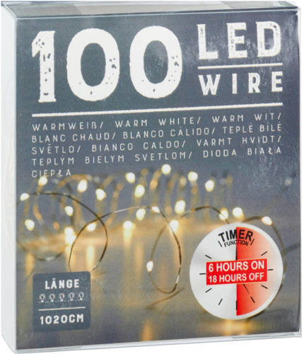 Cepewa Draadverlichting Lichtsnoer Met 100 Lampjes Warm Wit Op Batterij 1 Meter Met Timer - Lichtsnoeren