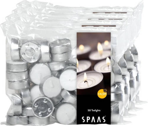 Candles by Spaas 200x Witte Theelichtjes/waxinelichtjes 4,5 Branduren In Zak - Geurkaarsen