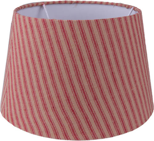 Clayre & Eef Lampenkap Ø 26x16 Cm Rood Beige Katoen Strepen Stoffen Lampenkap Rood Stoffen Lampenkap