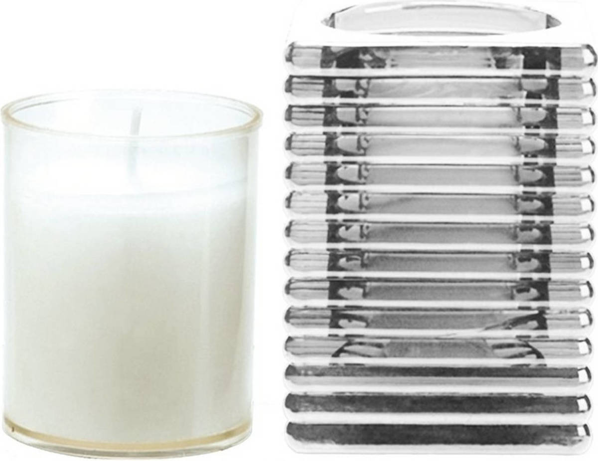 Candles by Spaas 1x Transparante Kaarsenhouder Met Kaars 7 X 10 Cm 24 Branduren - Stompkaarsen