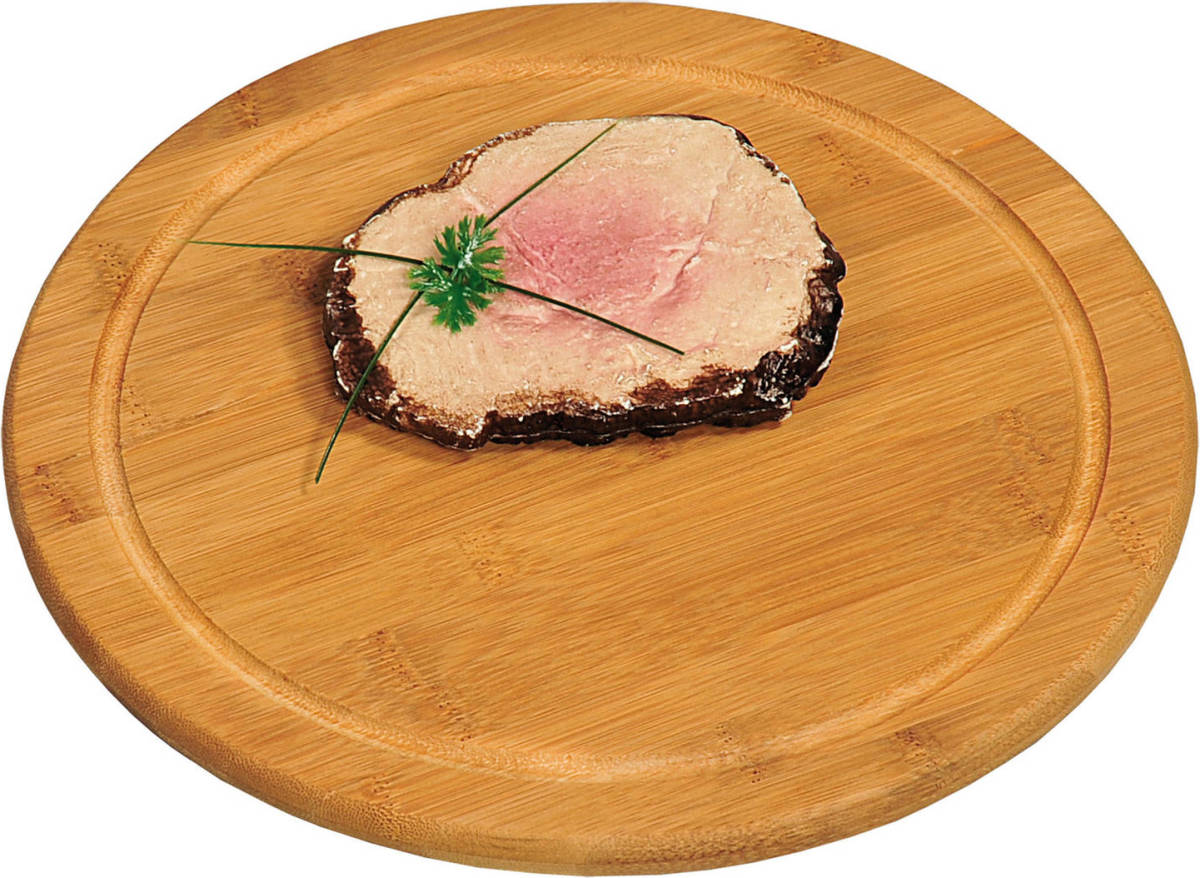 Kesper 1x Stuks Ronde Bamboe Houten Ontbijt Plankjes Met Sapgroef 30 Cm - Snijplanken
