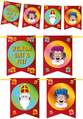 Trendoz Sinterklaas Welkom Sint En Piet Slinger/vlaggenlijn 6 Meter - Feestslingers