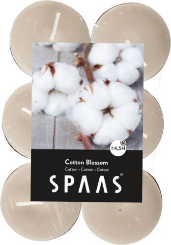 Candles by Spaas 48x Geurtheelichtjes Cotton Blossom/wit 4,5 Branduren - Geurkaarsen