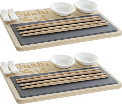 Items Bamboe Sushi Serveerset Voor 8 Personen 7-delig - Serveerschalen