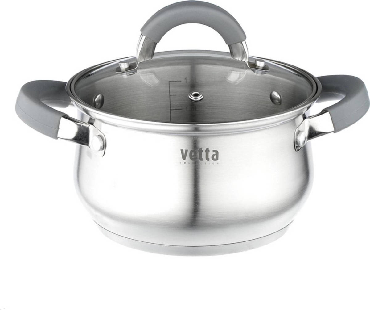Vetta Kookpan 2,6L met siliconen handgrepen en glazen deksel - Ø18cmx10,5cm