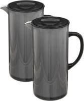 5five Set Van 2x Stuks Sapkan/schenkkan Karaffen Met Deksel 1950 Ml Zwart - Schenkkannen