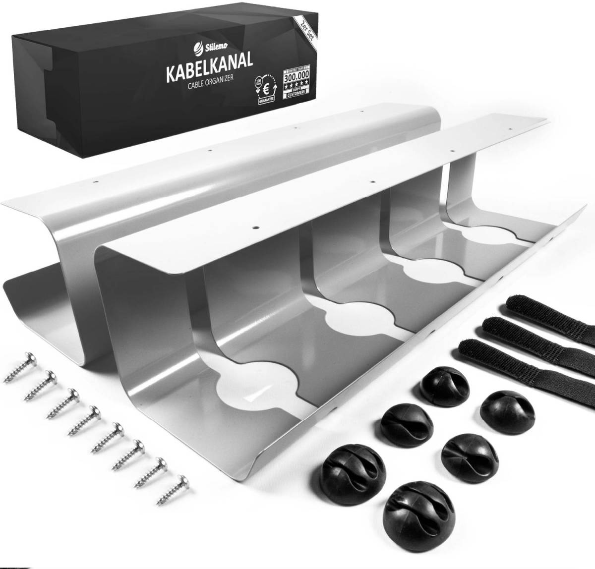 Stilemo Kabelgoot Bureau 2 Delig - Kabelhouder 43 Cm - Kabel Organizer 5 Kg Draagkracht - Grijs