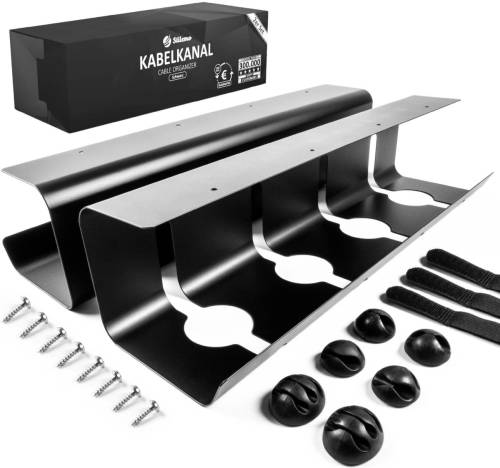Stilemo Kabelgoot Bureau 2 Delig - Kabelhouder 43 Cm - Kabel Organizer 5 Kg Draagkracht - Zwart