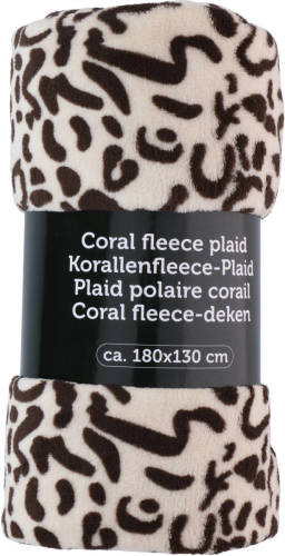 Excellent Houseware Fleece Deken/plaid - 180 X 130 Cm - Panter Print Beige - 240 Grams - Plaids