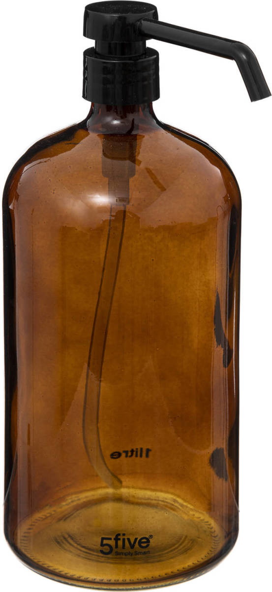 5five Zeeppompje/zeepdispenser Van Glas - Bruin - 1 Liter - Zeeppompjes