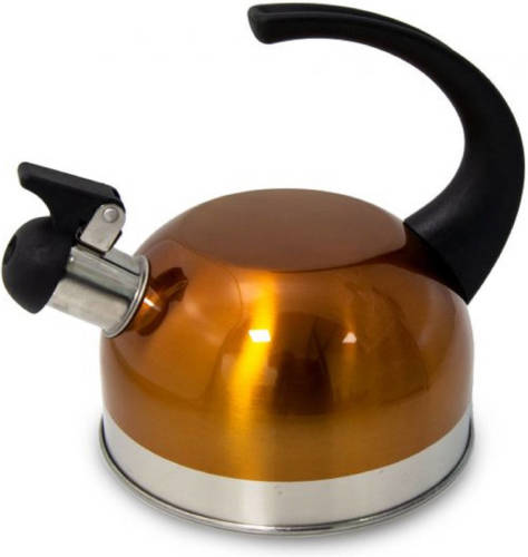 Meyerhoff Mh-116 Camping Fluitketel Metallic Oranje Rvs 1.5 Liter - Ook Geschikt Voor Inductie