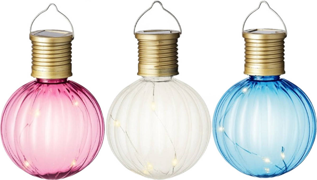 Lumineo - Solar Led Tuinlampjes Set Van 9x Stuks In 3 Kleuren 11 Cm - Lampionnen
