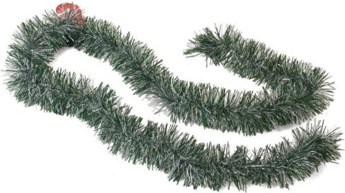 Gerim Kerstboom Folie Slingers/lametta Guirlandes Van 180 X 7 Cm In De Kleur Groen Met Sneeuw - Feestslingers