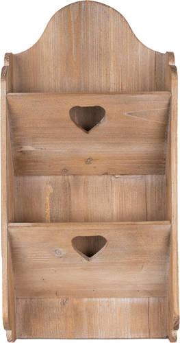 Clayre & Eef Tijdschriftenhouder 28x10x60 Cm Bruin Hout Rechthoek Lectuurbak Krantenbak Magazinehouder Tijdschriftenrek