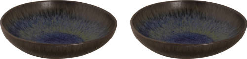 Palmer Bord Diep Tama 22 Cm Zwart Blauw Stoneware 2 Stuk(s)