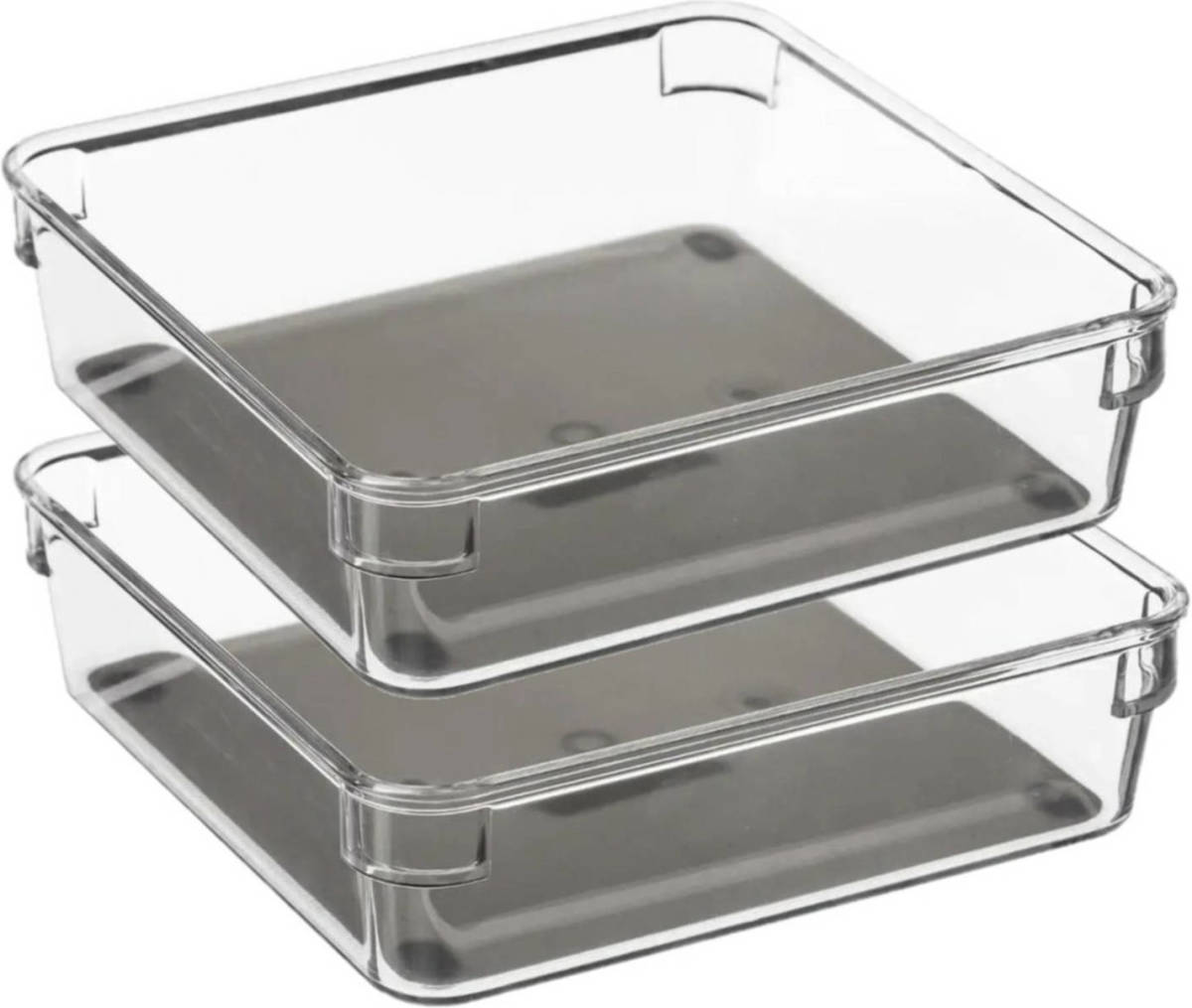 Secret de Gourmet Set Van 2x Stuks Bestekbakken/keuken Organizers 1-vaks Tidy Smart Grijs Transparant Kunststof 16 X 1 - Bestekbakken