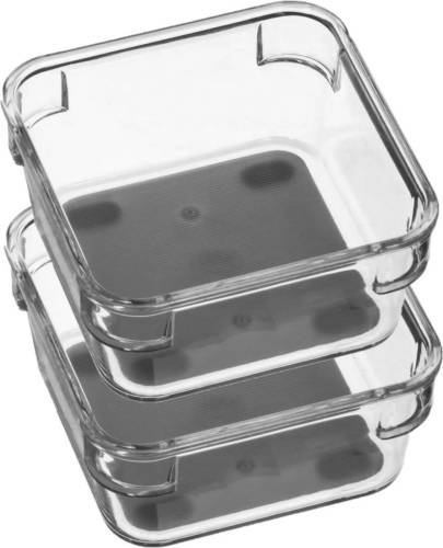 Secret de Gourmet Set Van 2x Stuks Bestekbakken/keuken Organizers 1-vaks Tidy Smart Grijs Transparant Kunststof 9 X 9 - Bestekbakken