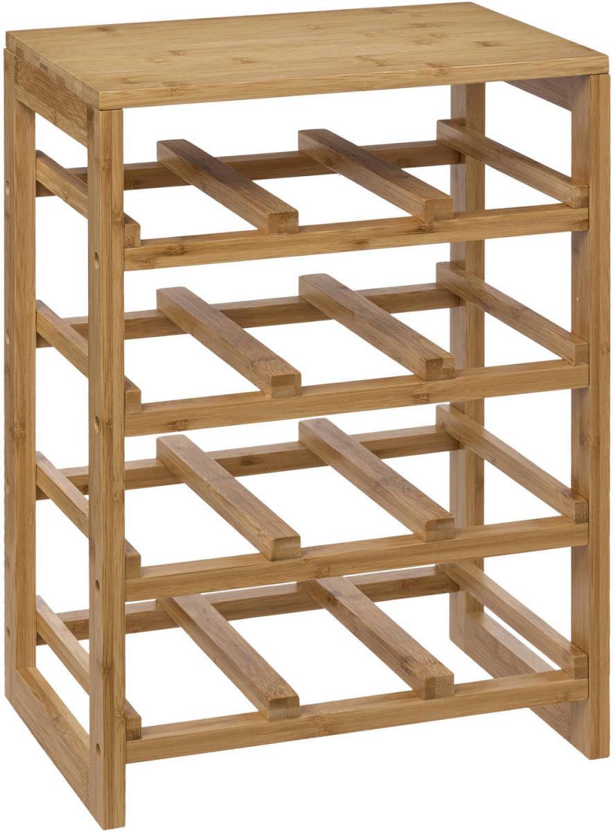 5five Wijnrek/flessenrek 4 Lagen - Bamboe Hout - 35 X 24 X 47 Cm - Wijnrekken