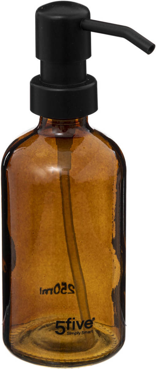 5five Zeeppompje/zeepdispenser Van Glas - Bruin - 250 Ml - Zeeppompjes