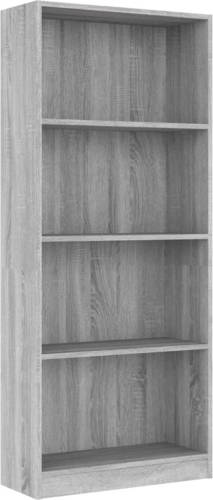 VidaXL Boekenkast 4 Schappen 60x24x142 Cm Bewerkt Hout Grijs Sonoma