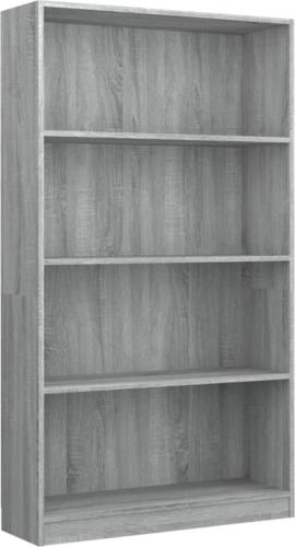 VidaXL Boekenkast Met 4 Schappen 80x24x142 Cm Bewerkt Hout Grijs