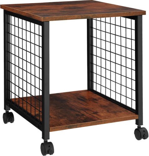 Tectake - Bijzettafel Gary Industrieel Donkerbruin - 40 X 40 X 48 Cm - 404453