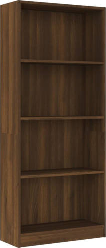 VidaXL Boekenkast 4 Schappen 60x24x142 Cm Bewerkt Hout Bruineikenkleur