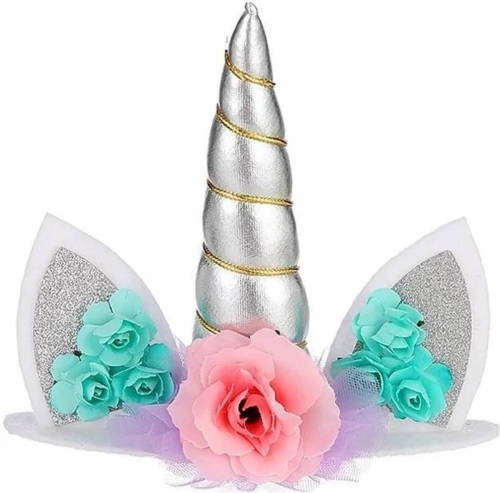 VSE Unicorn Cake Topper Eenhoorn Taart Versiering Cake Decoration Zilver