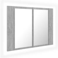 VidaXL Badkamerkast Met Spiegel En Led 60x12x45 Cm Betongrijs