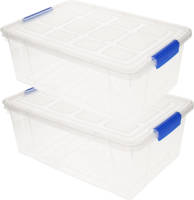 Forte Plastics 2x Stuks Opslag/opberg Boxen/bakken Transparant Met Deksel 37 X 26 X 14 Cm Met Inhoud 9 Liter - Opbergbox