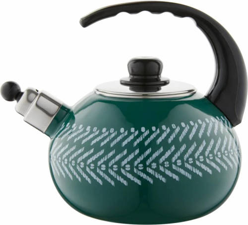 Emalia Boho Fluitketel Emaille Groen 2.2 Liter - Waterketel - Geschikt Voor Alle Warmtebronnen