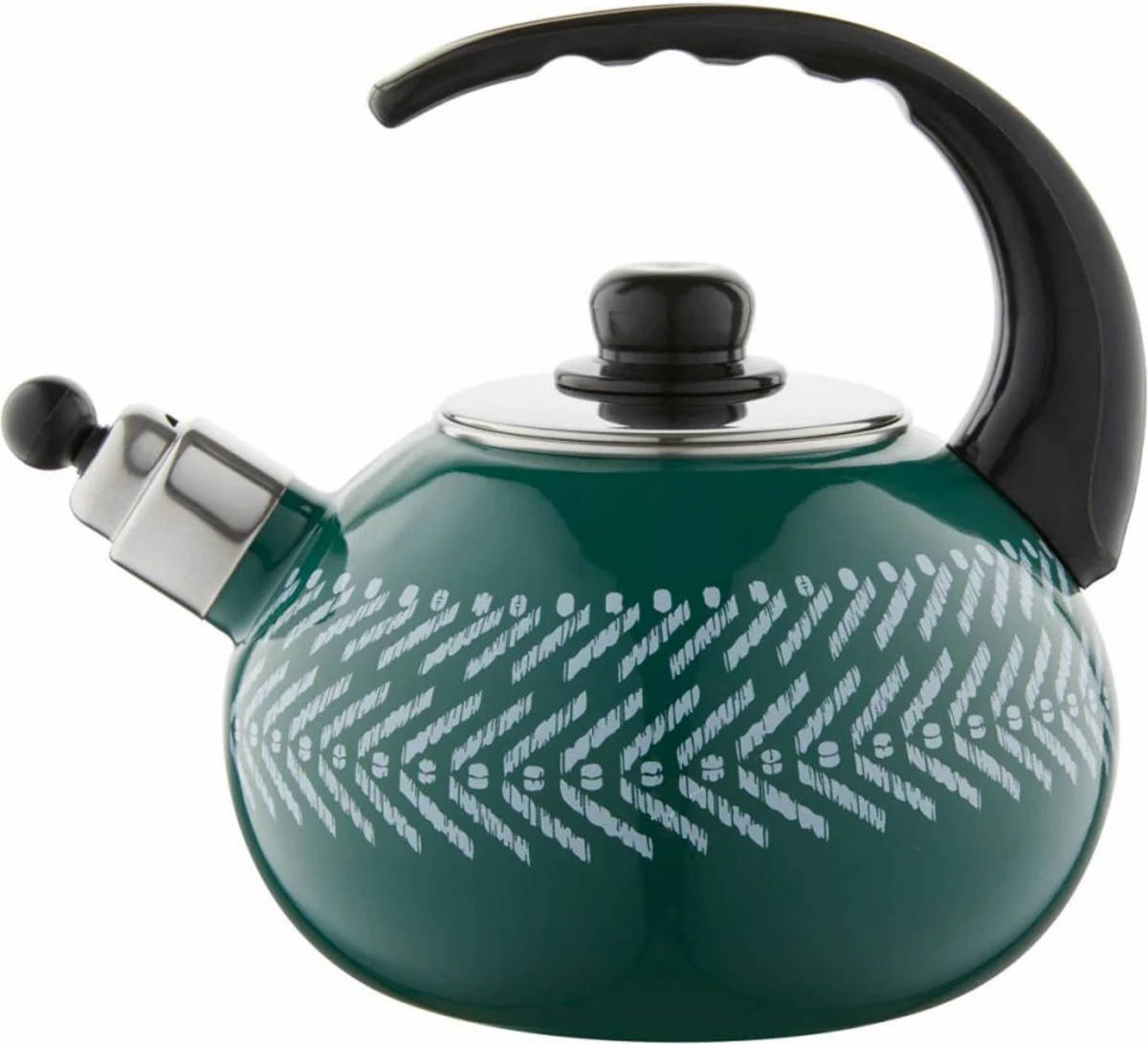 Emalia Boho Fluitketel Emaille Groen 2.2 Liter - Waterketel - Geschikt Voor Alle Warmtebronnen