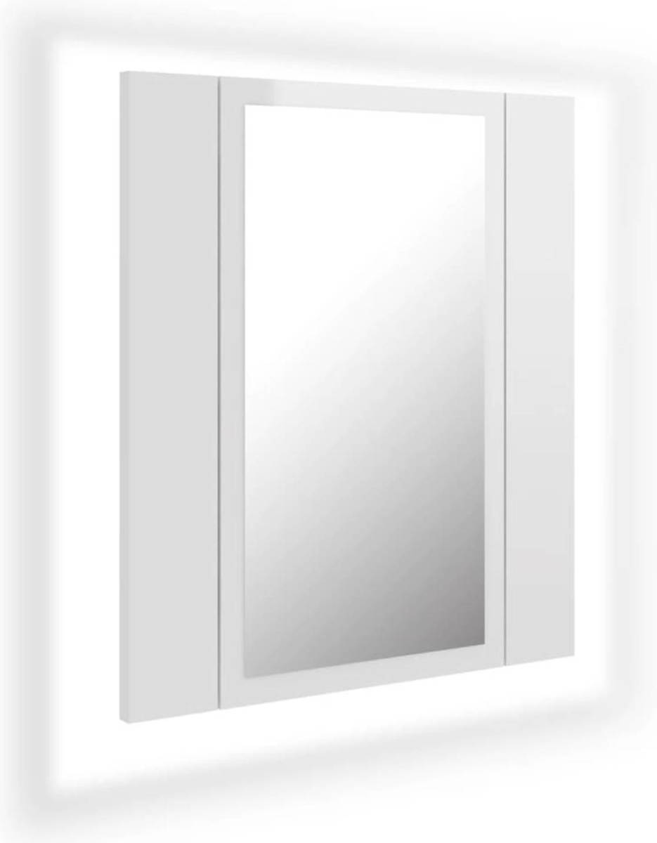 VidaXL Badkamerkast Met Spiegel En Led 40x12x45 Cm Hoogglans Wit