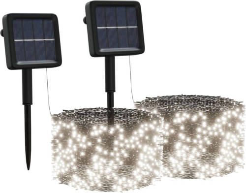 VidaXL Lichtsnoeren 2 St Met 2x200 Led's Solar Binnen/buiten Koudwit