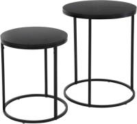 H&S Collection Bijzettafel Set - 2-delig - Grenen Hout - Zwart - 50 Cm - Bijzettafels
