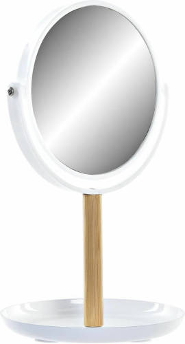 Items Make-up Spiegel Op Standaard Bamboe/wit H31 En D17 Cm - Spiegels