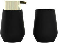 Items Zeeppompje/dispenser Incl. Tandenborstelhouder Kunststof Zwart/goud 9 X 15 Cm - Zeeppompjes