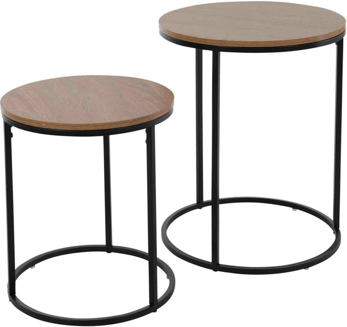 H&S Collection Bijzettafel Set - 2-delig - Grenen Hout - 50 Cm - Bijzettafels