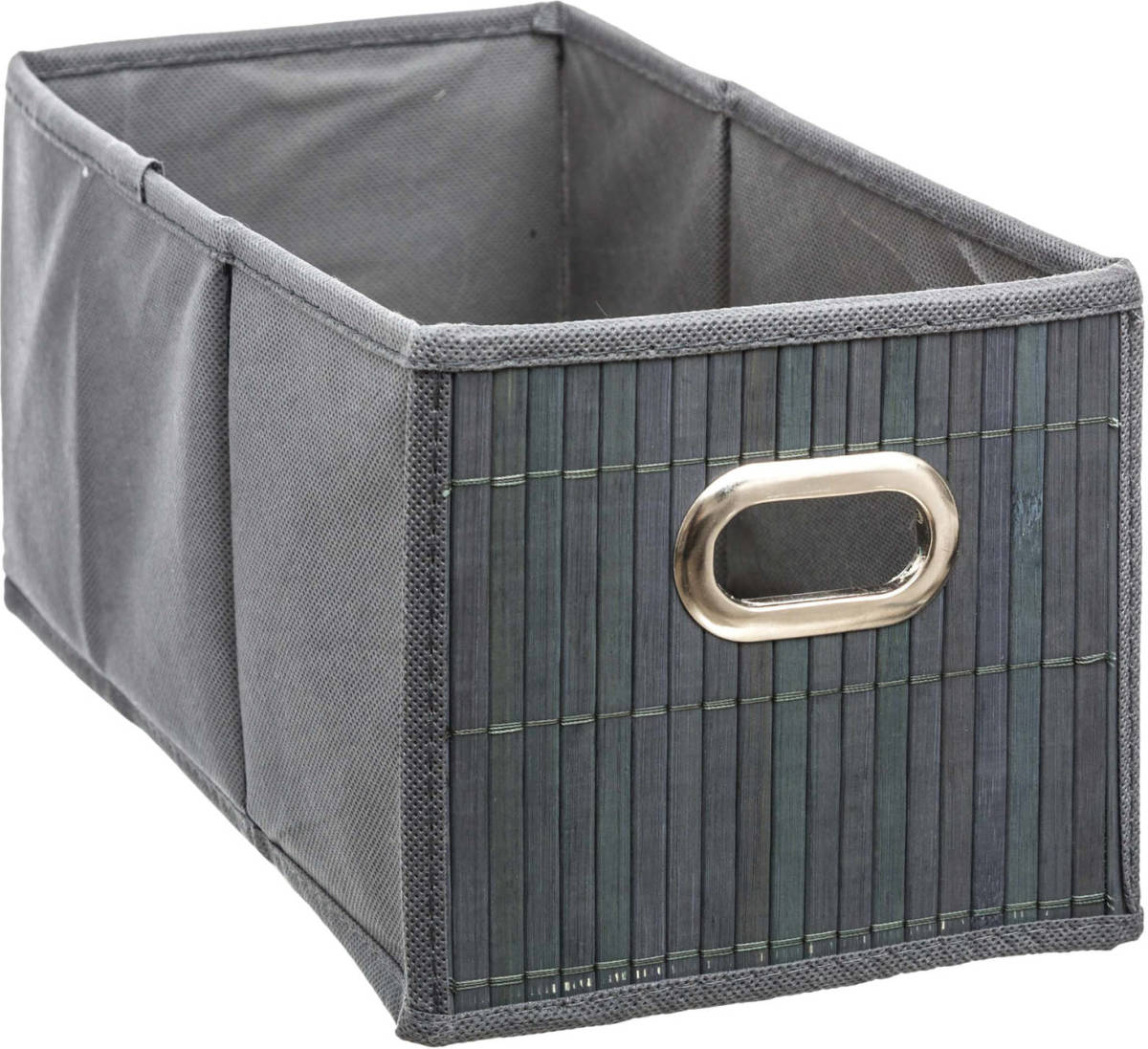 5five Opbergmand/kastmand 6.5 Liter Grijs Linnen/bamboe 15 X 14 X 31 Cm - Opbergmanden