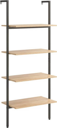 VidaXL Ladderrek Met 4 Schappen 64x35x152,5 Cm Lichtbruin En Zwart