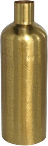 Gerim Bloemenvaas Flesvorm Van Metaal 30 X 10.5 Cm Kleur Metallic Goud - Vazen