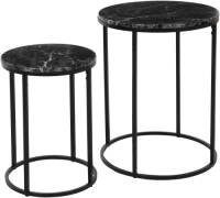 H&S Collection Bijzettafel Set - 2-delig - Zwart Marmer - 50 Cm - Bijzettafels